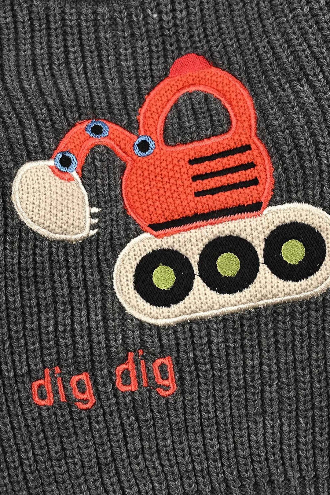 Infant Boys Acrylic Sweater-Dig Dig-GREY