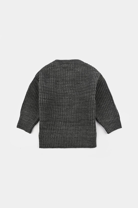 Infant Boys Acrylic Sweater-Dig Dig-GREY