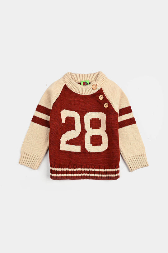 Infant Boys Acrylic Sweater-Twenty Eight - Rust