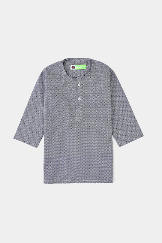 Infant Boys Cotton Printed Kurta (Geometrical)-L.grey