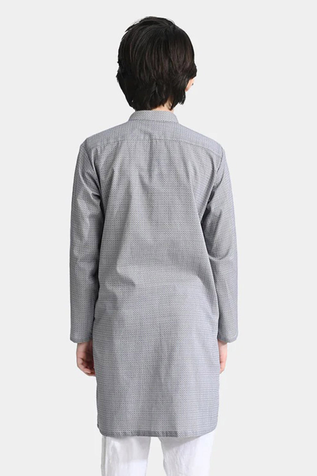 Boys Cotton Printed Kurta (Geometrical)-L.grey