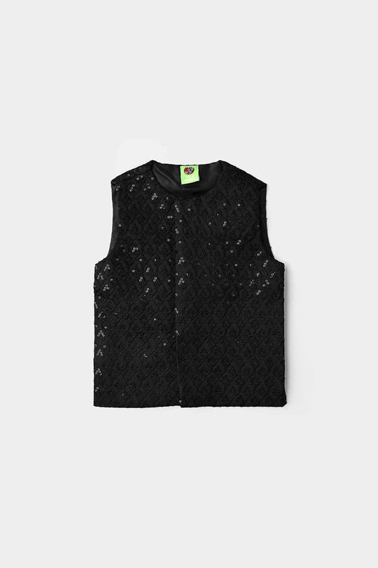 Infant Boys Poly Viscose Waistcoat (Monotone)-BLACK