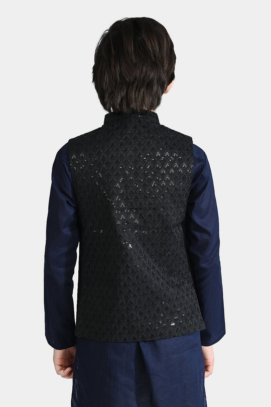 Boys Poly Viscose Waistcoat (Monotone)-BLACK