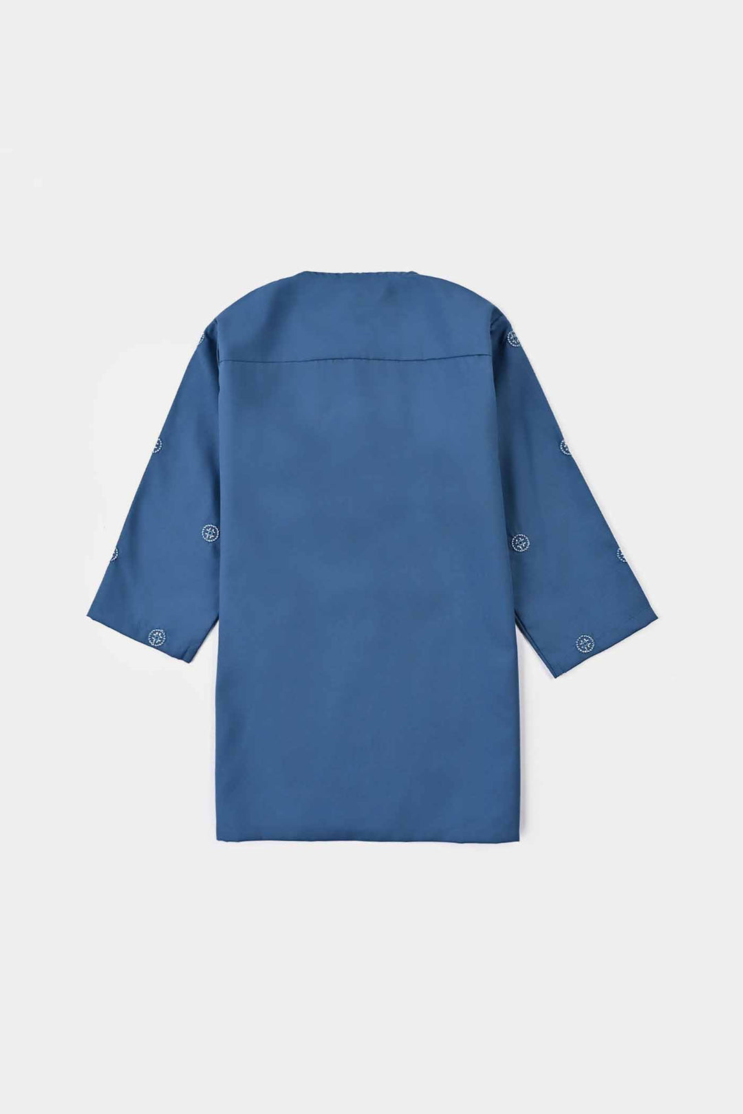 Infant Boys Cotton Kurta Pajama Suit (Floral EMB)-T.Blue