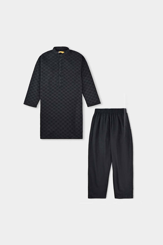 Boys Cotton Shalwar Suit (Chicken)-BLACK
