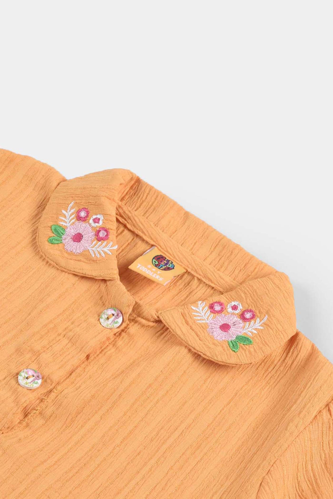 Girls Poly Cotton Casual Frock Mustard Crinkle-Mustard