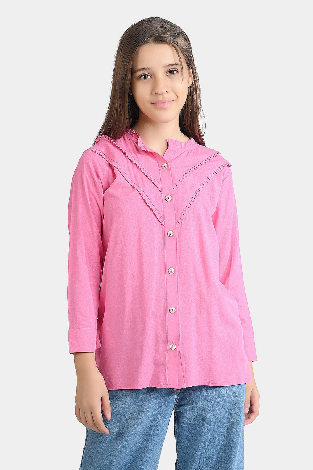 Girls Poly Cotton Casual Top Glitter Pink