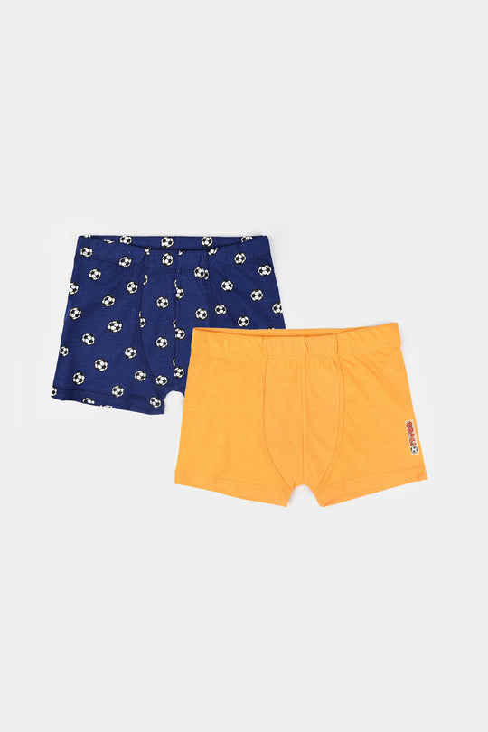 Boys Cotton Jersey Boxer Goal-Pack 0f 2-Citrus/Blue