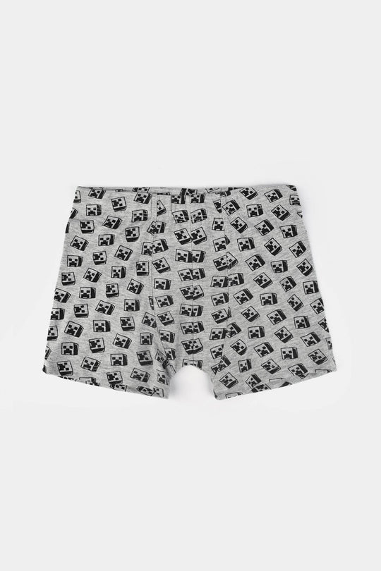 Boys Cotton Jersey Boxer-Pack 0f 2-Blue/Grey