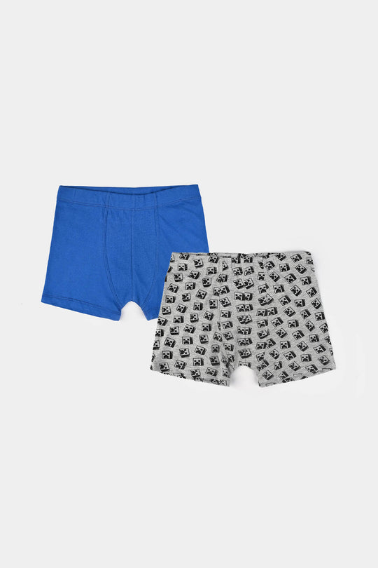 Boys Cotton Jersey Boxer-Pack 0f 2-Blue/Grey