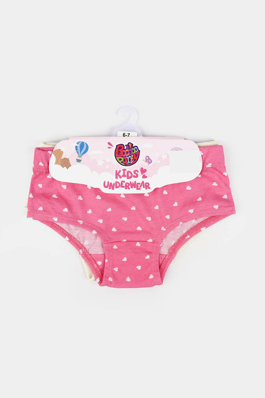 Girls Cotton Jersey Panties Pack Of 2-Hearts & DOT-H.Pink/Vanilla
