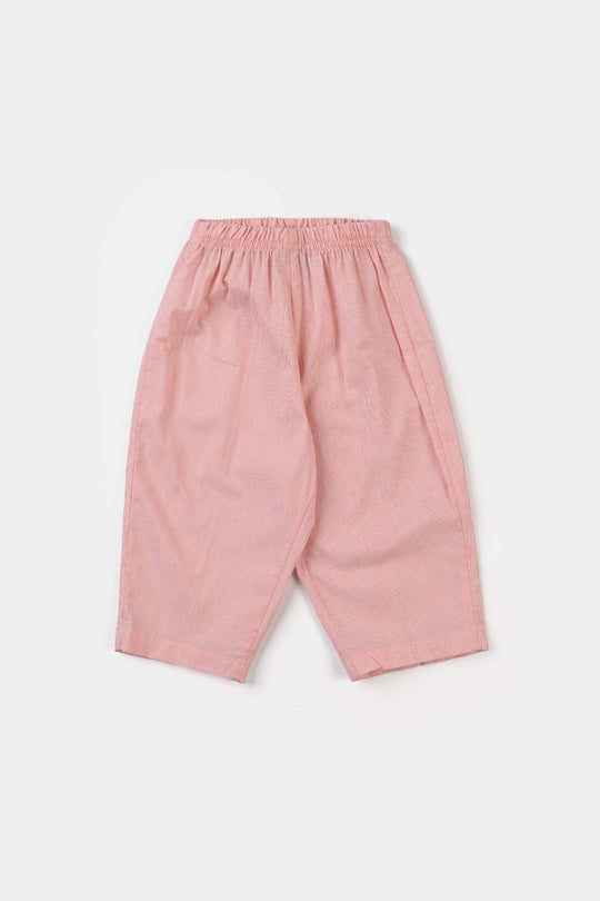 Infant Boys Yarn Dyed Shalwar Suit (Front Pleat)-Peach