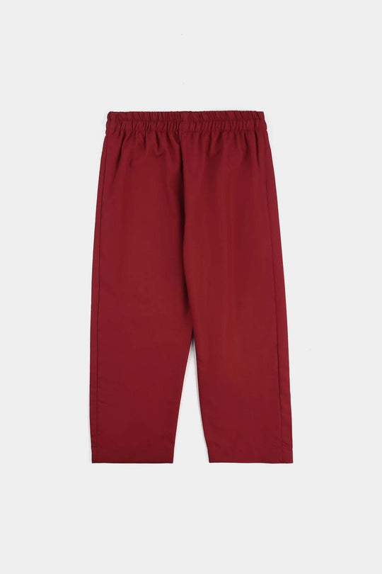 Boys Poly Viscose Kurta & Pajama Suit (Tribal Motif)-RED