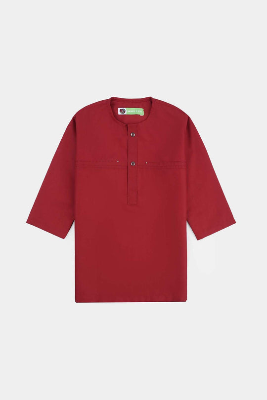 Infant Boys Poly Viscose Kurta & Pajama Suit (Tribal Motif)-RED