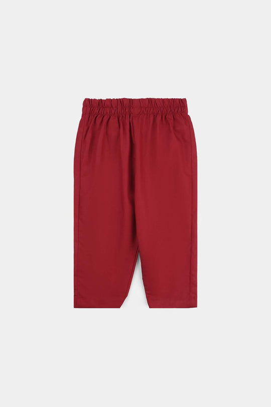 Infant Boys Poly Viscose Kurta & Pajama Suit (Tribal Motif)-RED