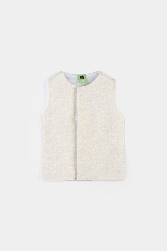 Infant Boys Poly Viscose Waistcoat (Monotone)-Off.White