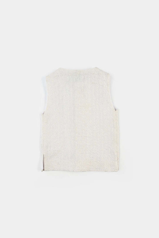 Infant Boys Poly Viscose Waistcoat (Monotone)-Off.White