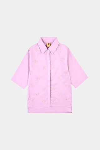 Girls Cotton Emb Top Bow