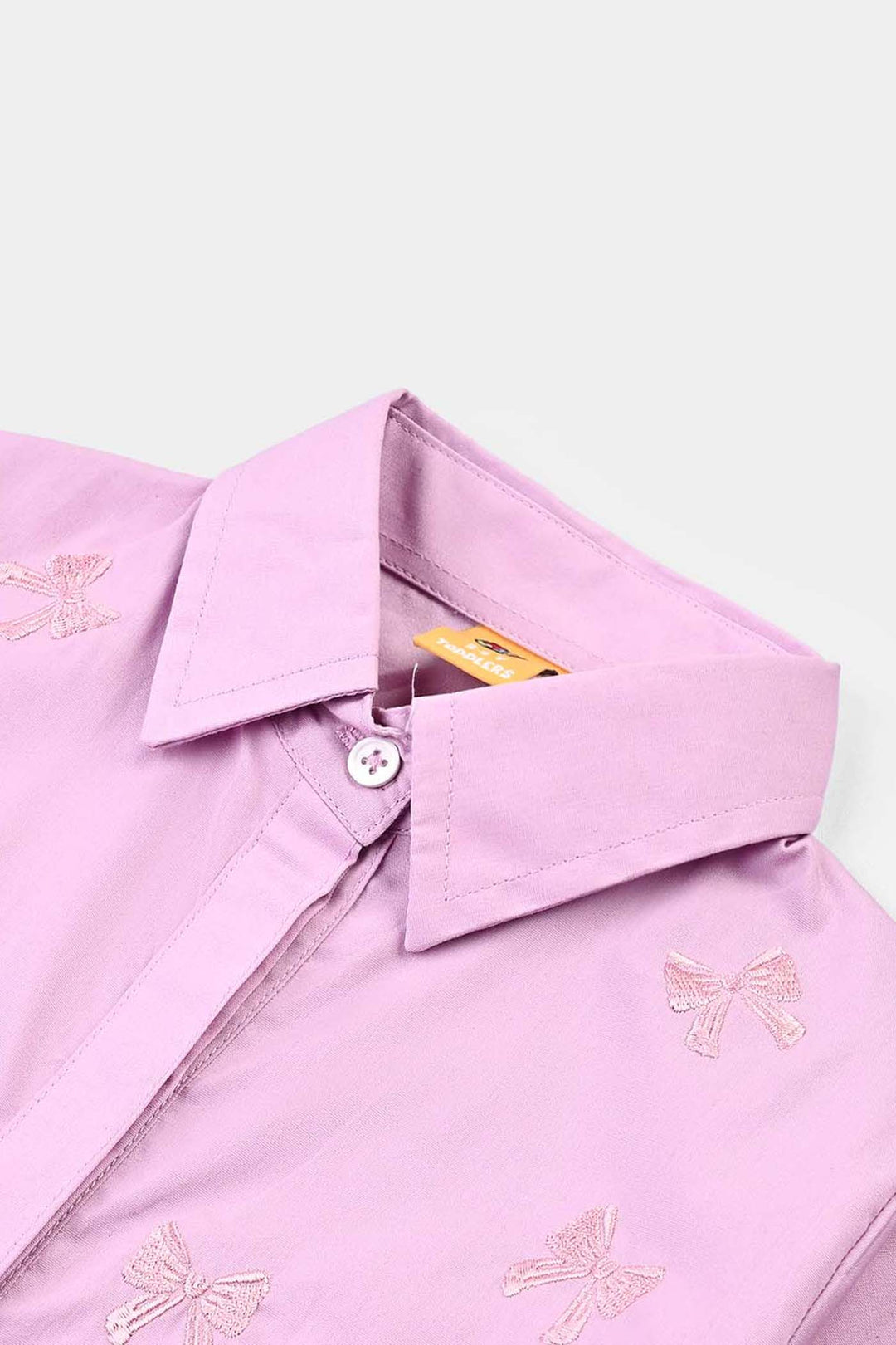 Girls Cotton Emb Top Bow