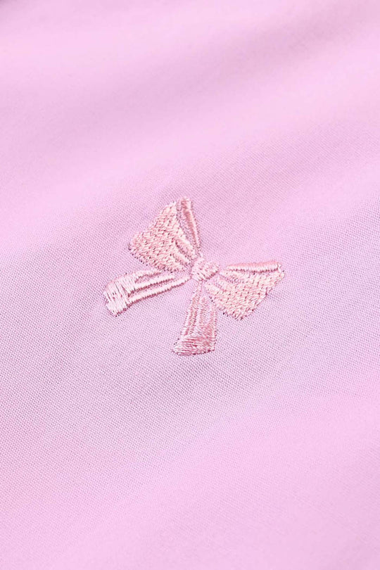 Girls Cotton Emb Top Bow