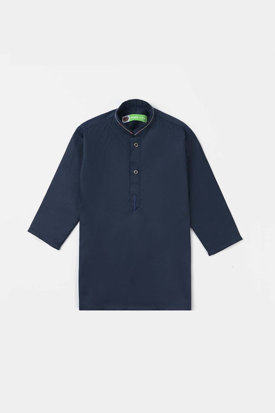 Infant Boys Poly Viscose Kurta Pajama Suit (Cut N Sew)-NAVY