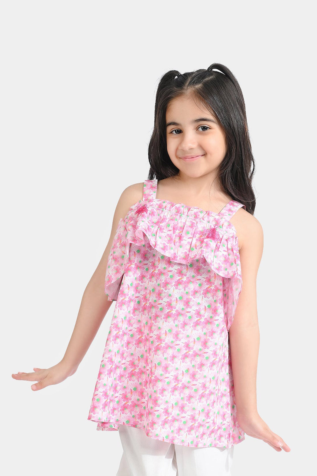 Girls Cotton Poplin Casual Top Daisy-Pink