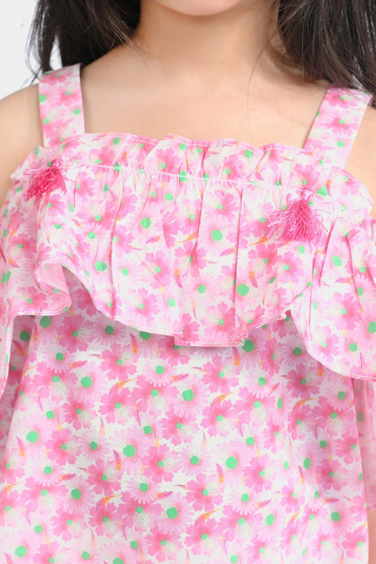 Girls Cotton Poplin Casual Top Daisy-Pink