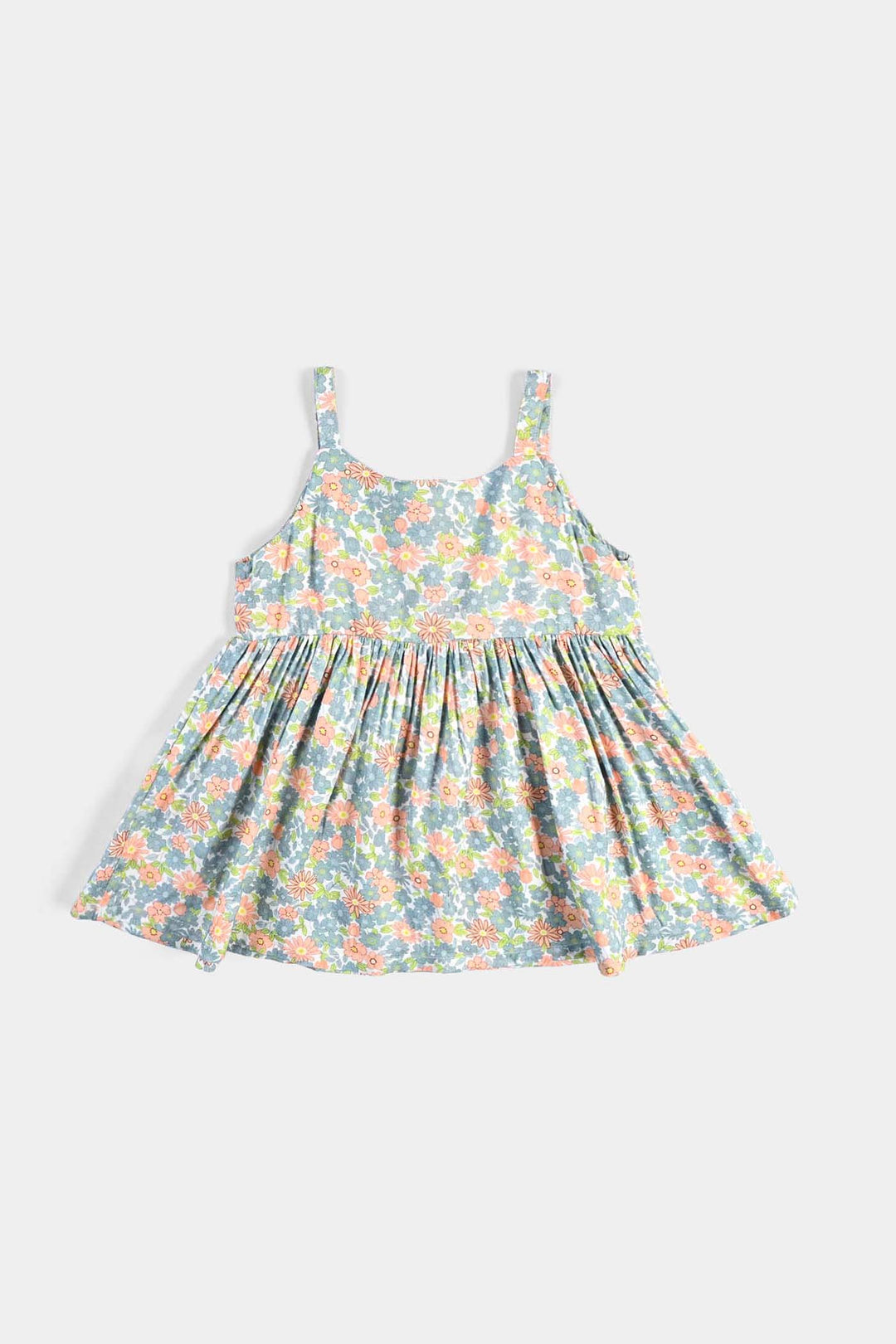 Infant Girls Cotton Viscose Casual Frock Grey Bunny-Multi