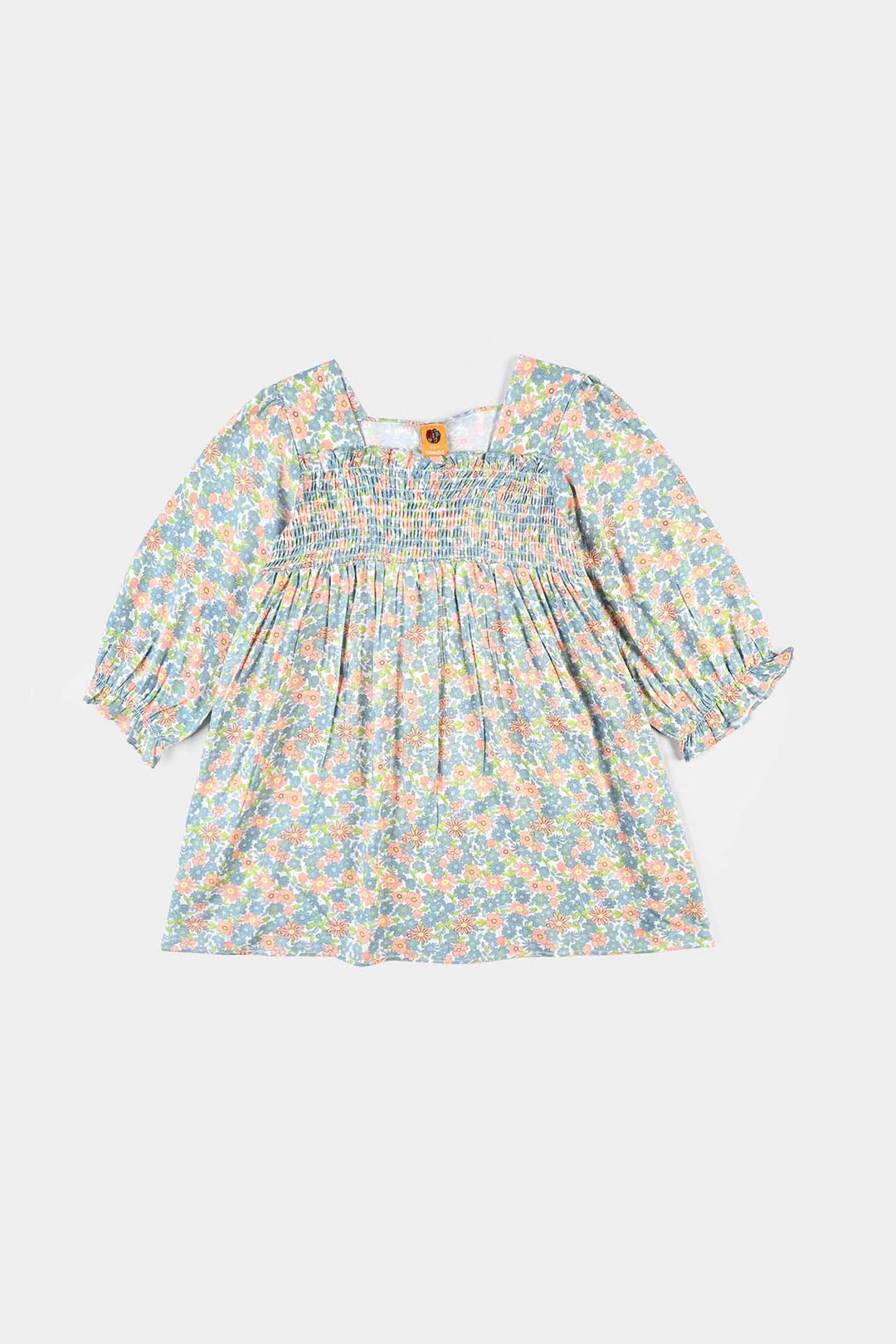 Girls Cotton Viscose Casual Frock Grey Bunny