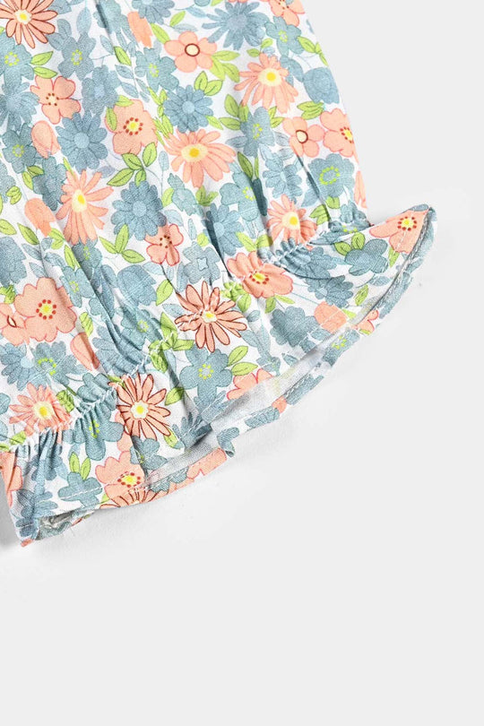 Girls Cotton Viscose Casual Frock Grey Bunny