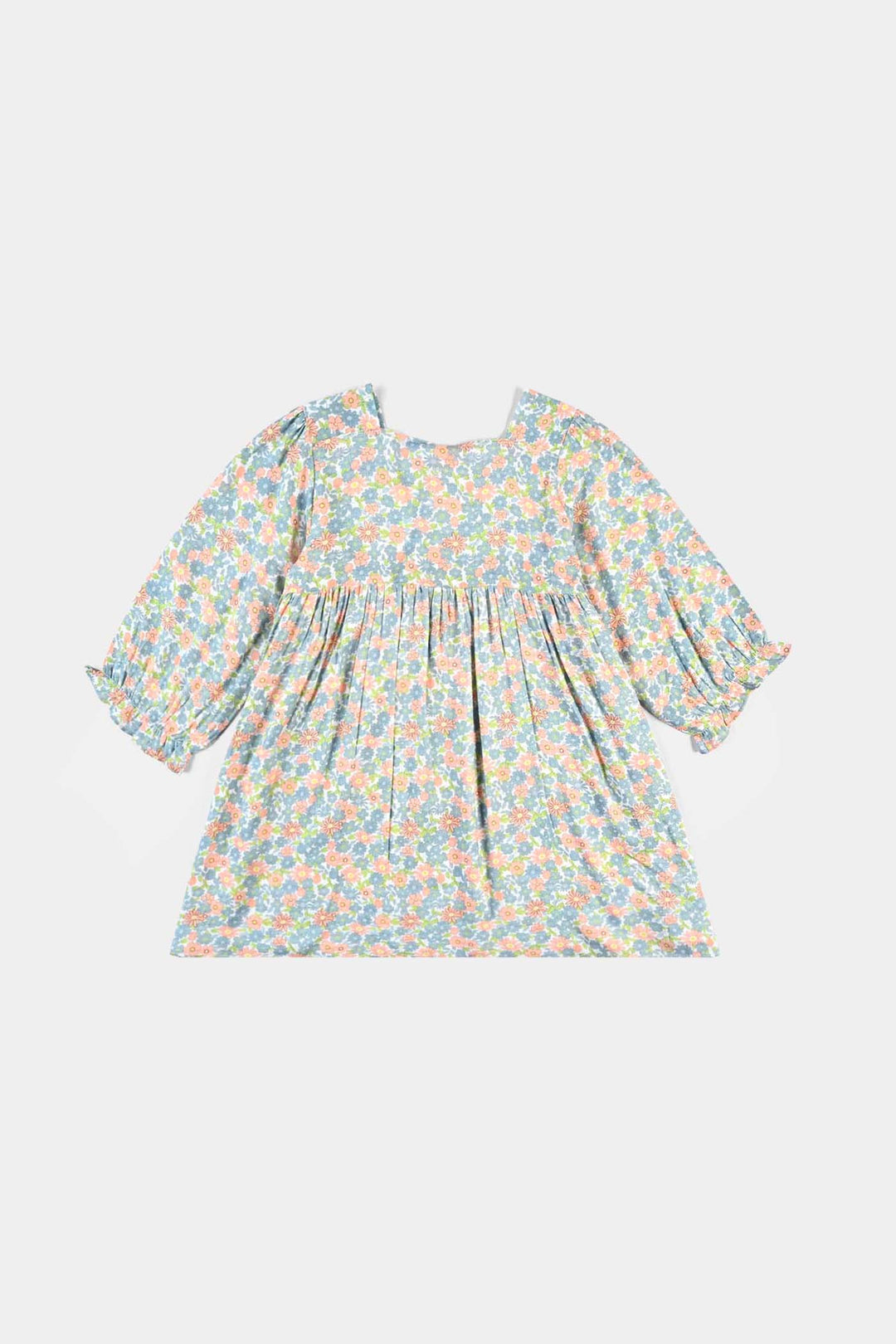 Girls Cotton Viscose Casual Frock Grey Bunny