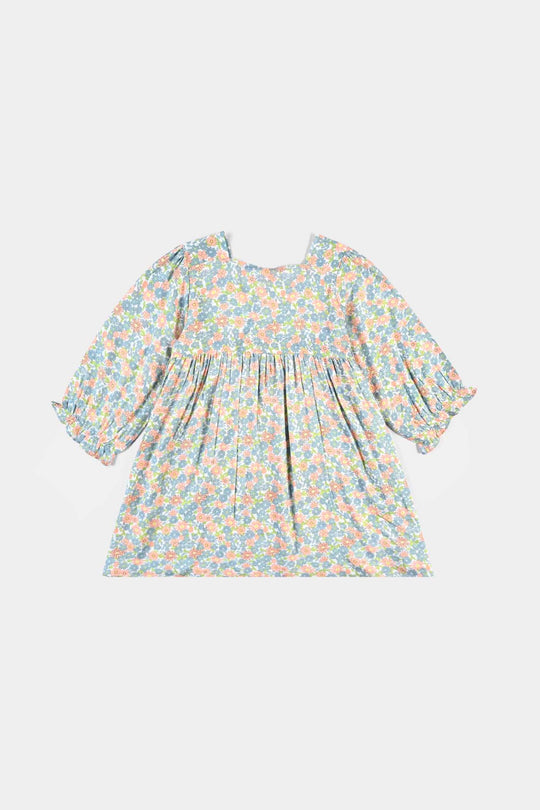 Girls Cotton Viscose Casual Frock Grey Bunny