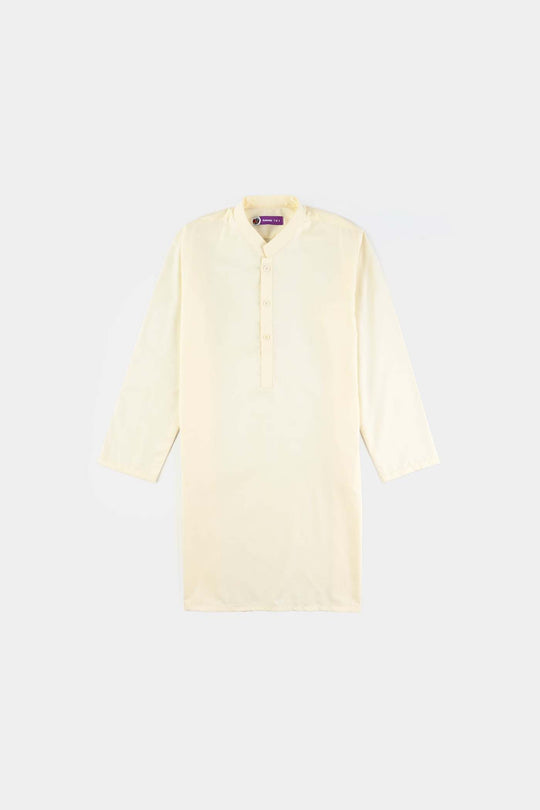 Boys Poly Viscose 3 Piece Suit (Square PKT)-Off White