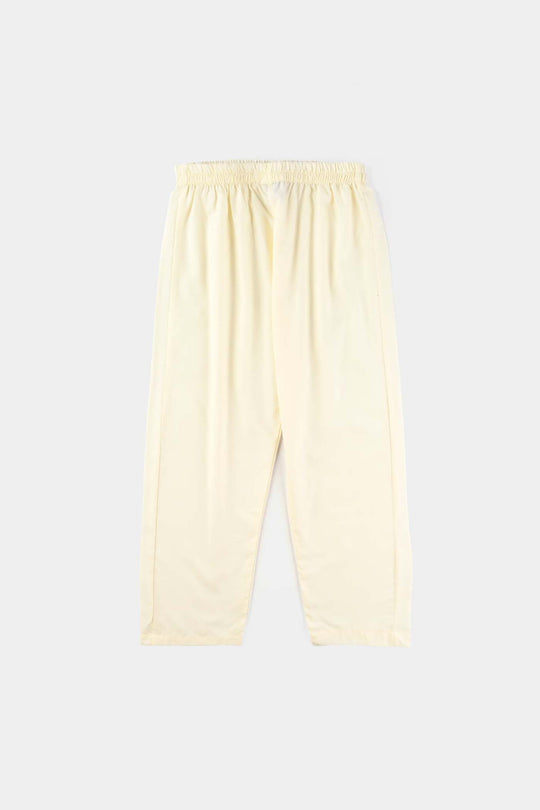 Boys Poly Viscose 3 Piece Suit (Square PKT)-Off White