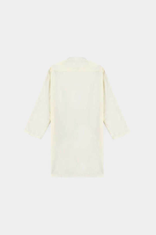 Boys Poly Viscose Kurta Pajama Suit (Square PKT)-Off White