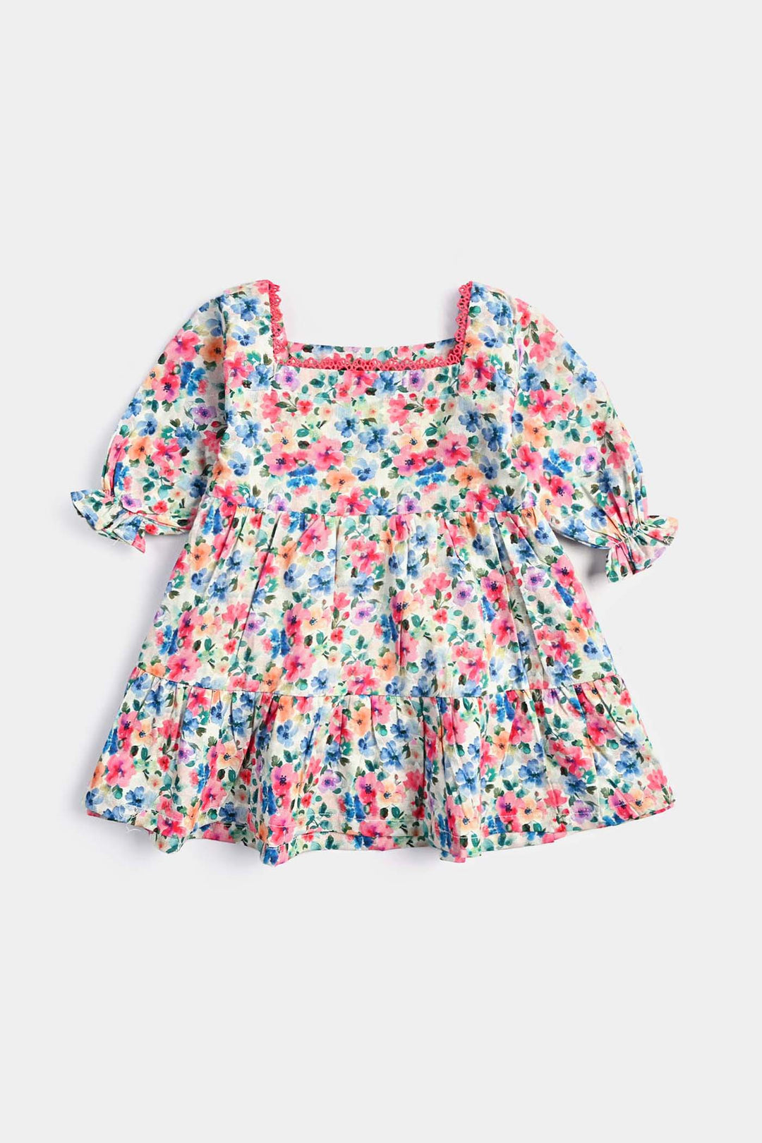 Infant Girls Cotton Poplin Casual Frock Mix Floral-Multi