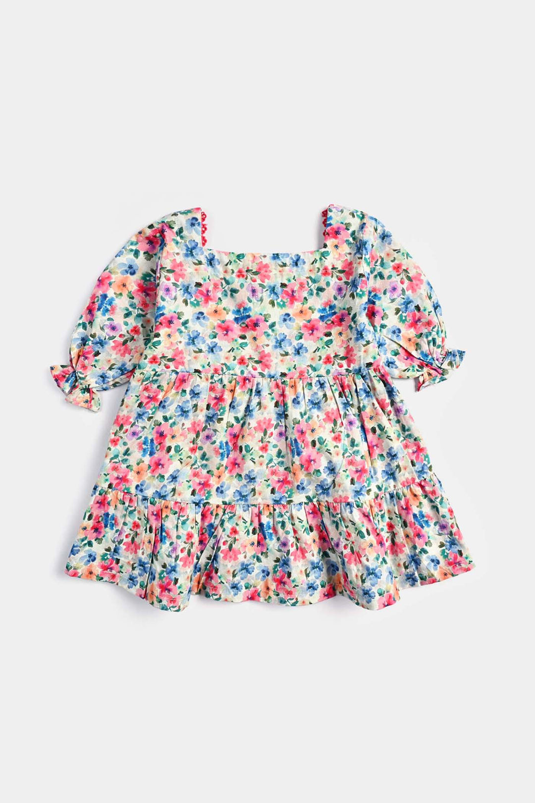 Infant Girls Cotton Poplin Casual Frock Mix Floral-Multi