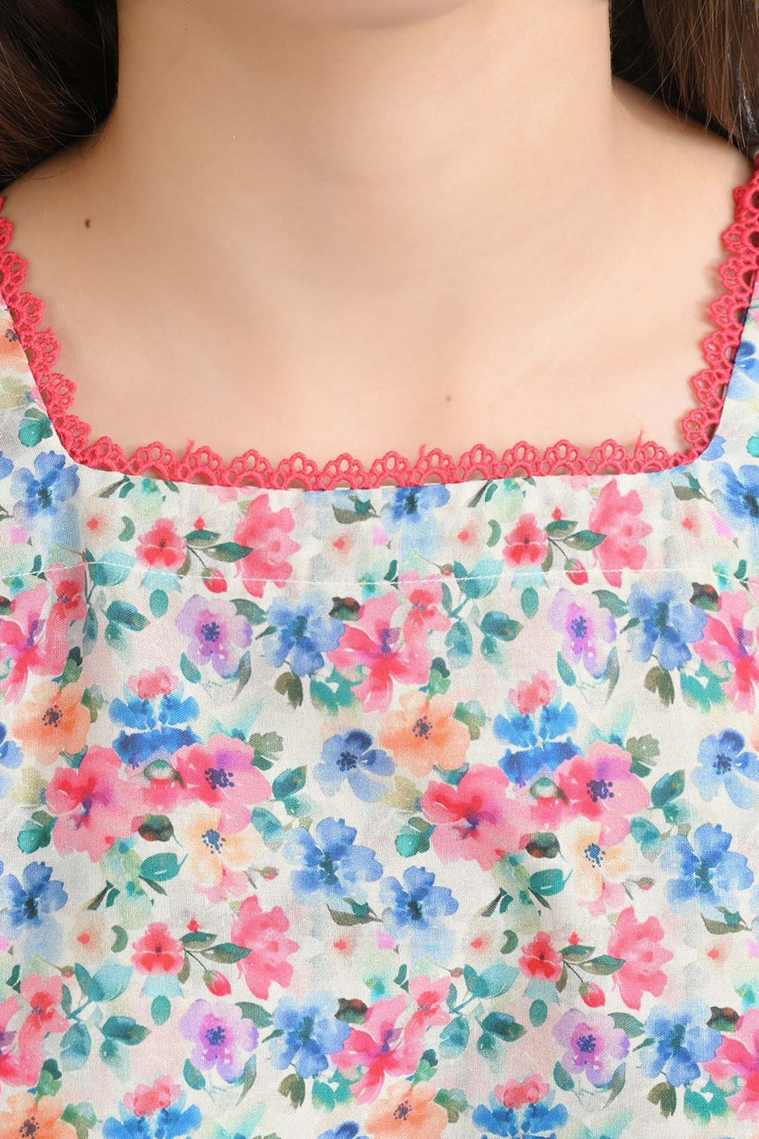 Girls Cotton Poplin Casual Frock Mix Floral-Multi
