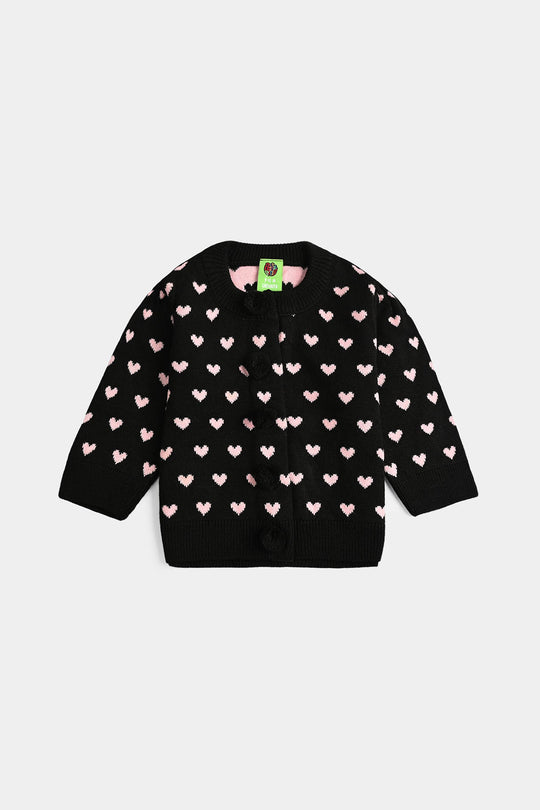 Infant Girls Acrylic Co-Ord Set Jacquard Heart - Multi