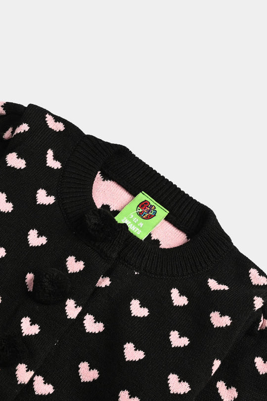 Infant Girls Acrylic Co-Ord Set Jacquard Heart - Multi