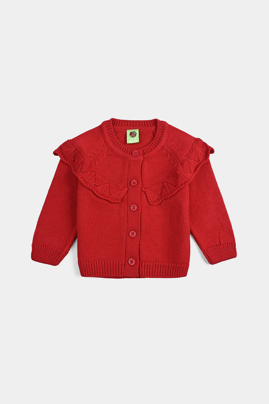Infant Girls Acrylic Suit-Scarlet - RED