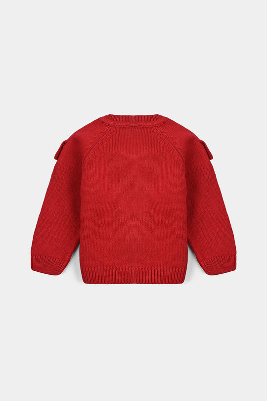 Infant Girls Acrylic Suit-Scarlet - RED