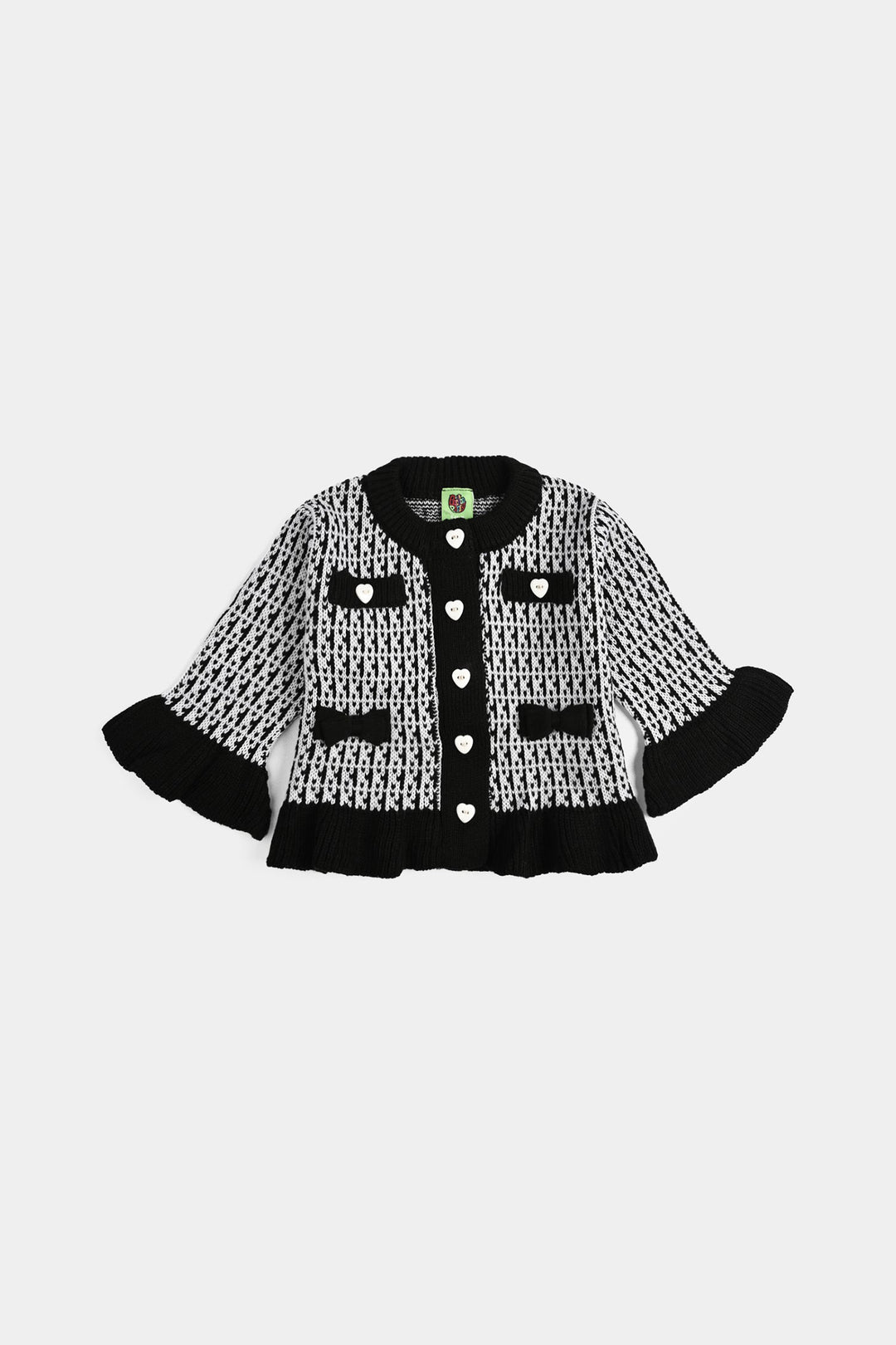 Infant Girls Acrylic Suit-Black Bow - Black White