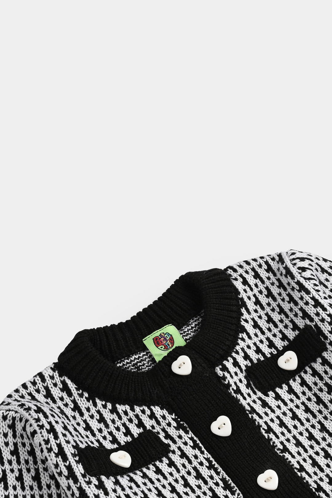 Infant Girls Acrylic Suit-Black Bow - Black White