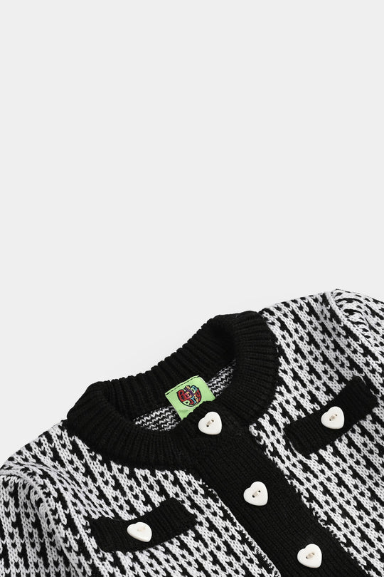 Infant Girls Acrylic Suit-Black Bow - Black White