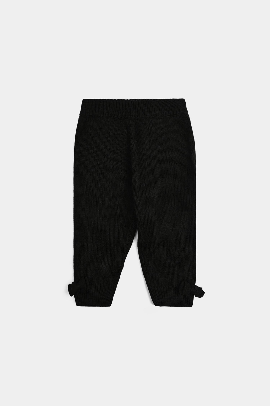 Infant Girls Acrylic Suit-Black Bow - Black White