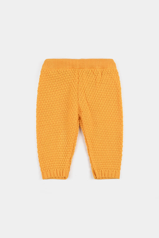 Infant Girls Acrylic Suit-Pompom Knitting-Mustard