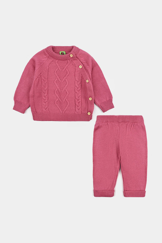 Infant Girls Acrylic Suit-Rose Pink - Rose Pink