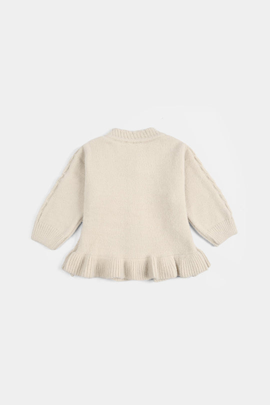 Infant Girls Acrylic-Crystal Feather Suit-Triangle - BEIGE