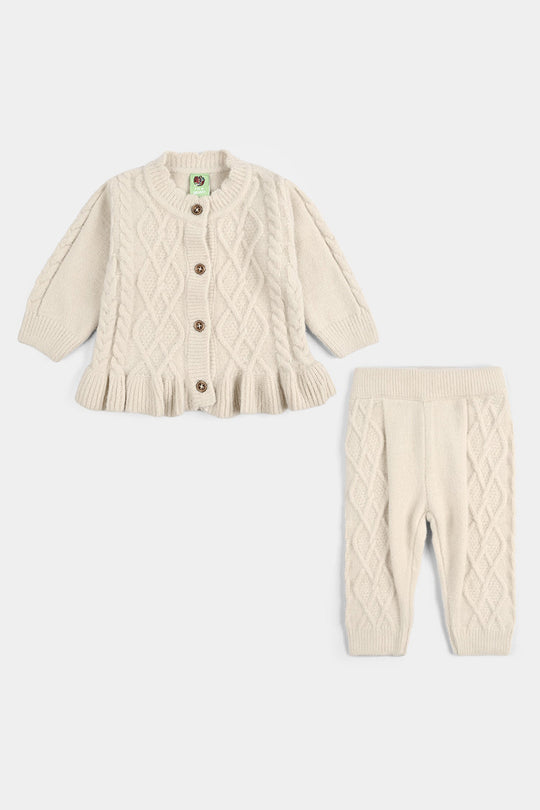 Infant Girls Acrylic-Crystal Feather Suit-Triangle - BEIGE
